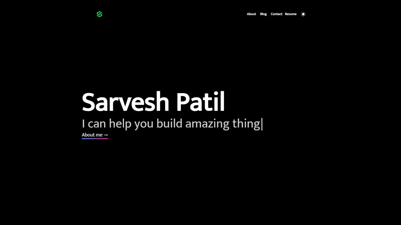 Sarvesh Patil's website screenshot