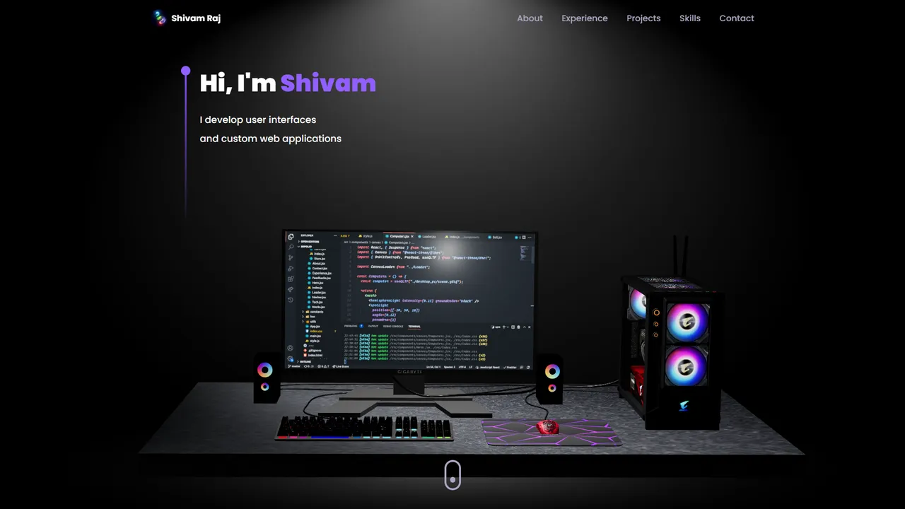 Shivam Raj's website screenshot