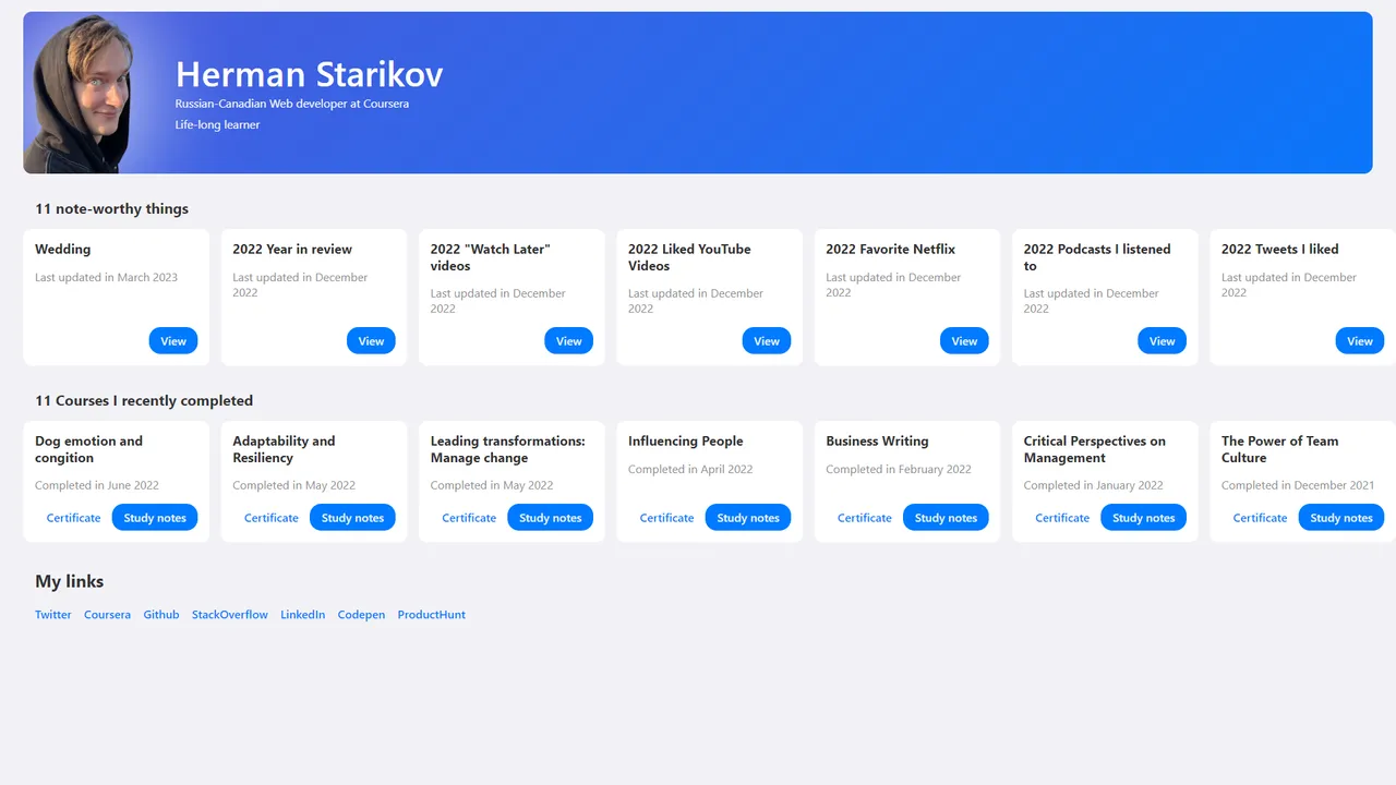 Herman Starikov's website screenshot