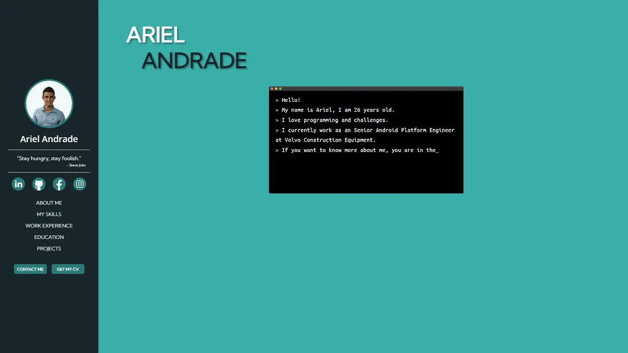 Ariel Andrade's website screenshot