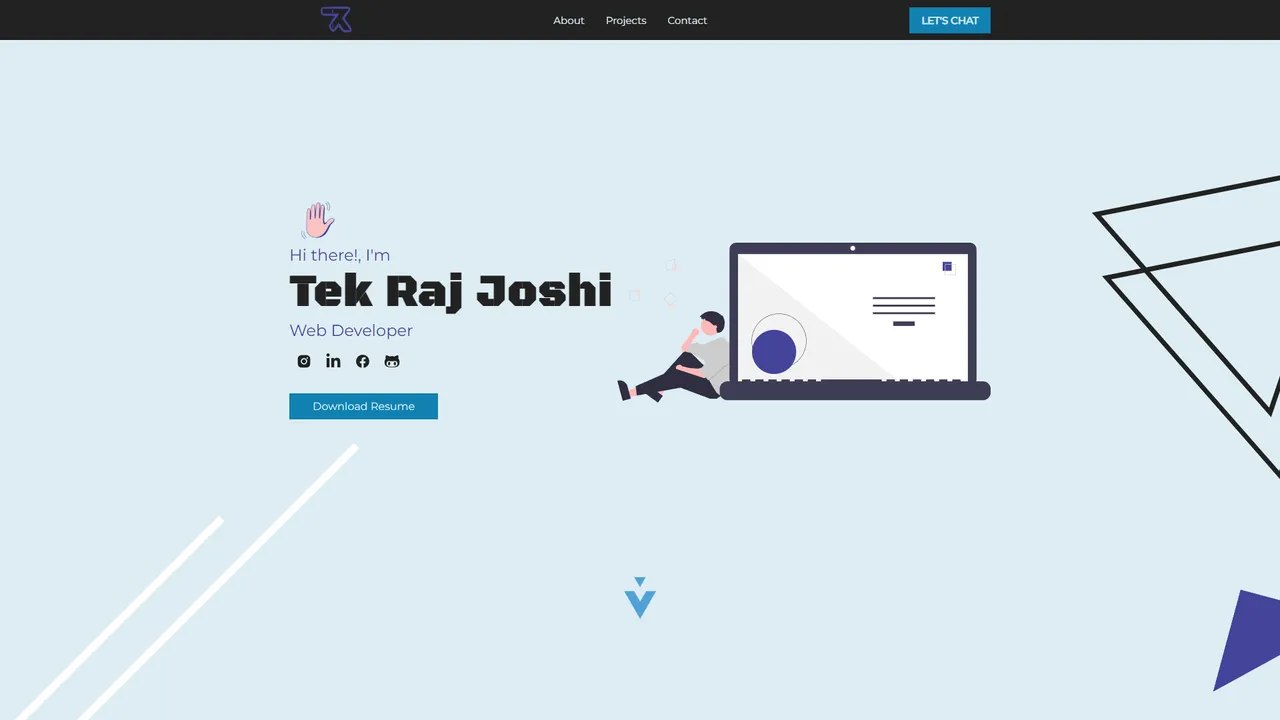 Tek Raj Joshi's website screenshot