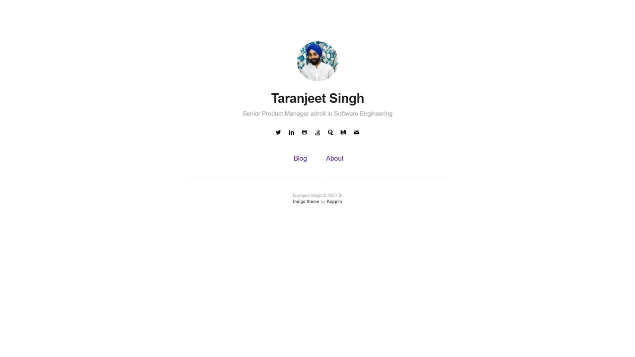 Taranjeet Singh's website screenshot