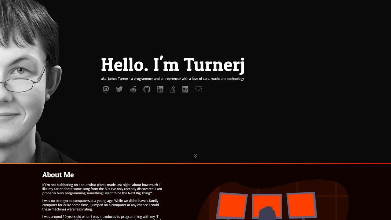 James Turner's website screenshot