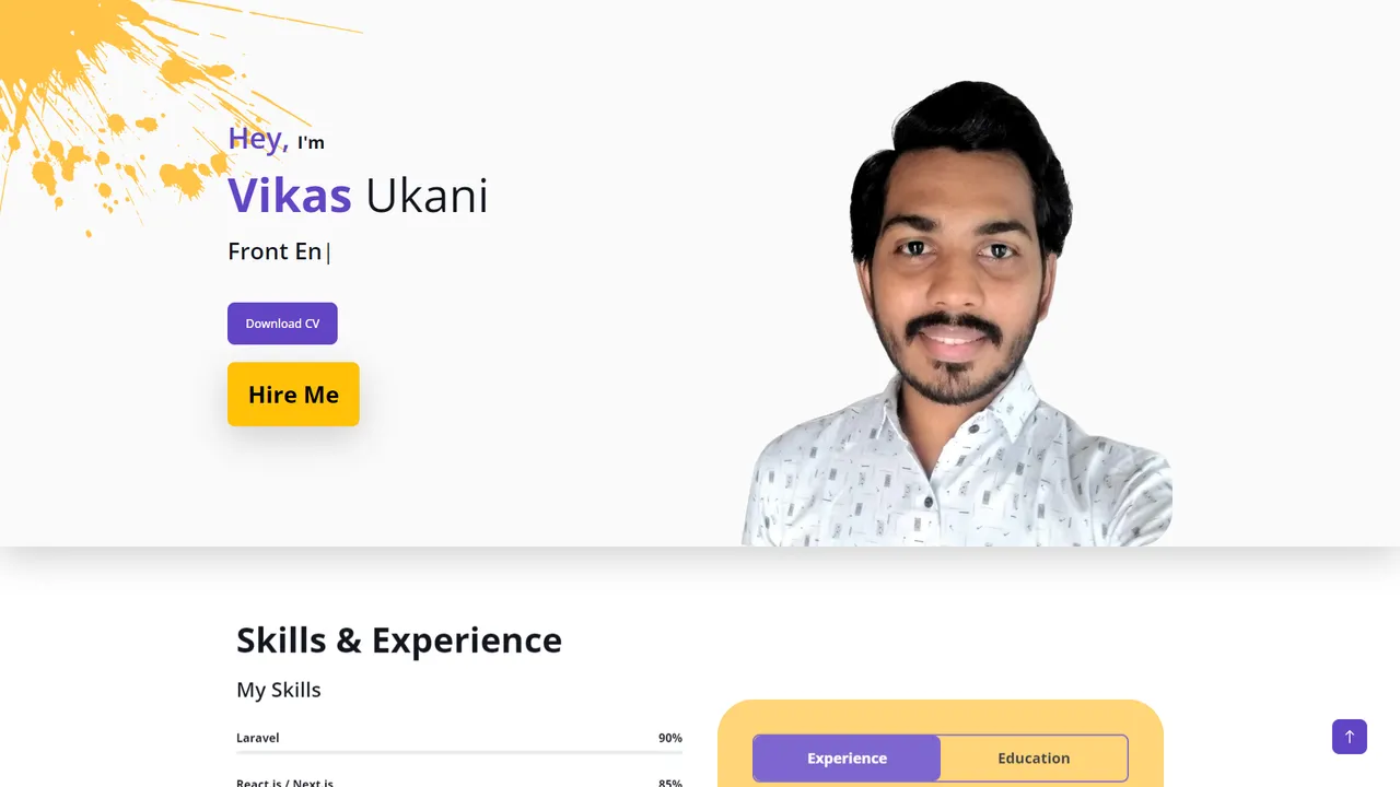 Vikas Ukani's website screenshot