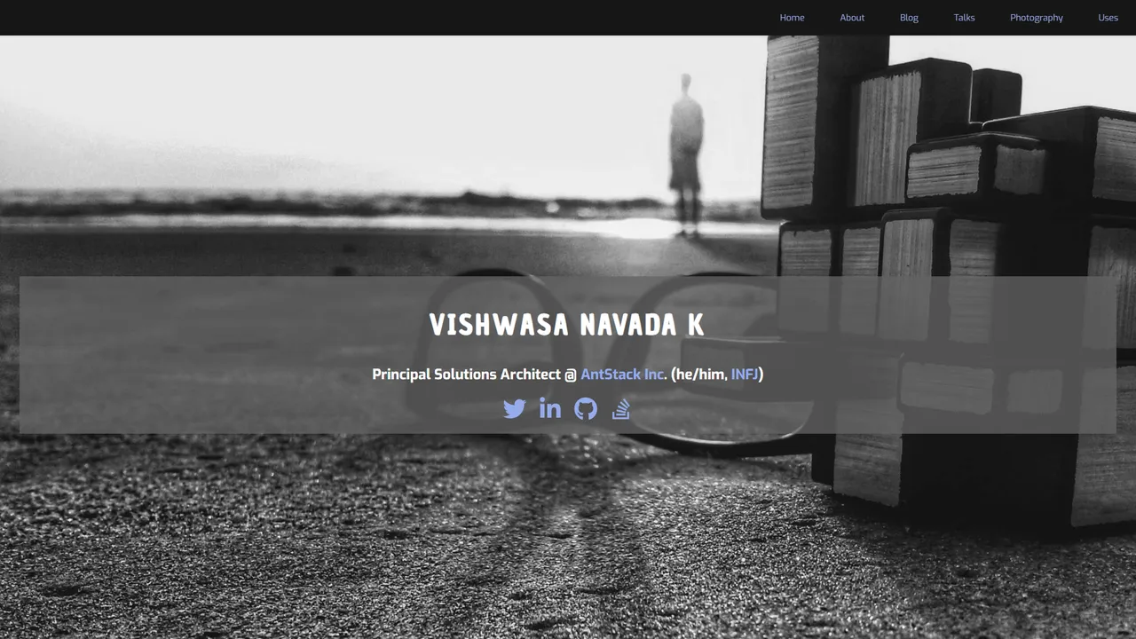 Vishwasa Navada K's website screenshot