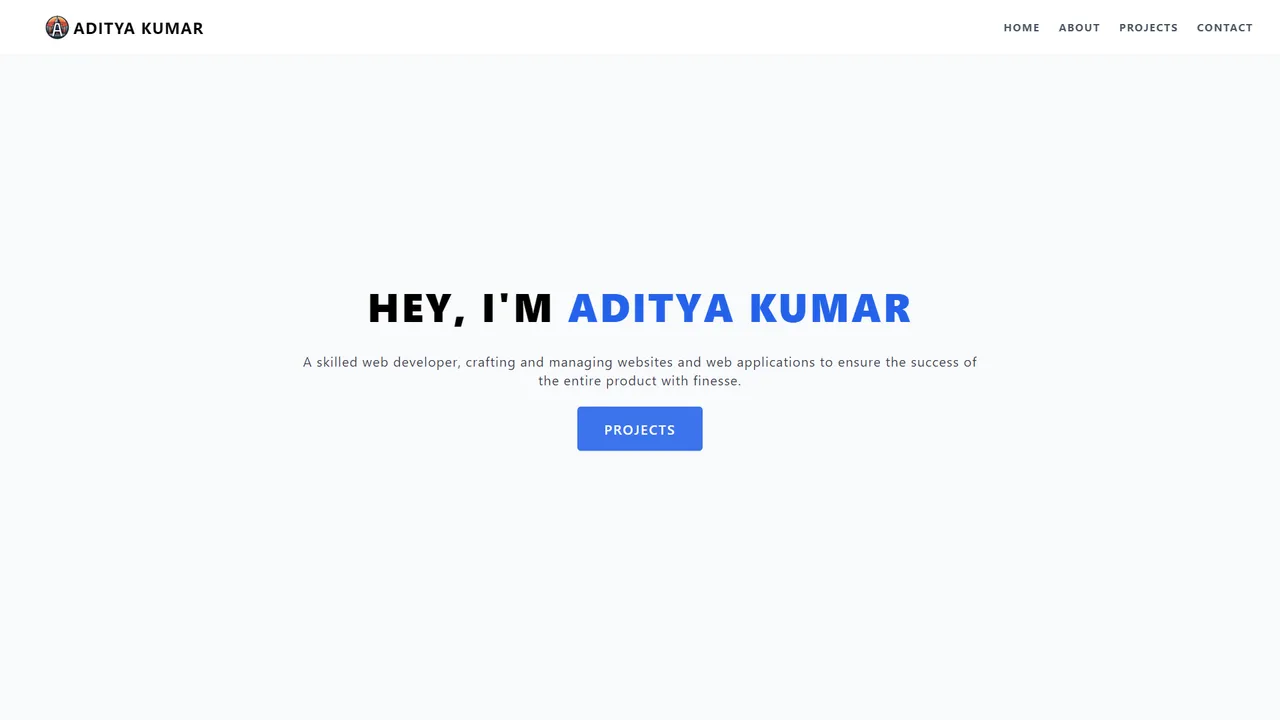 Aditya Kumar's website screenshot