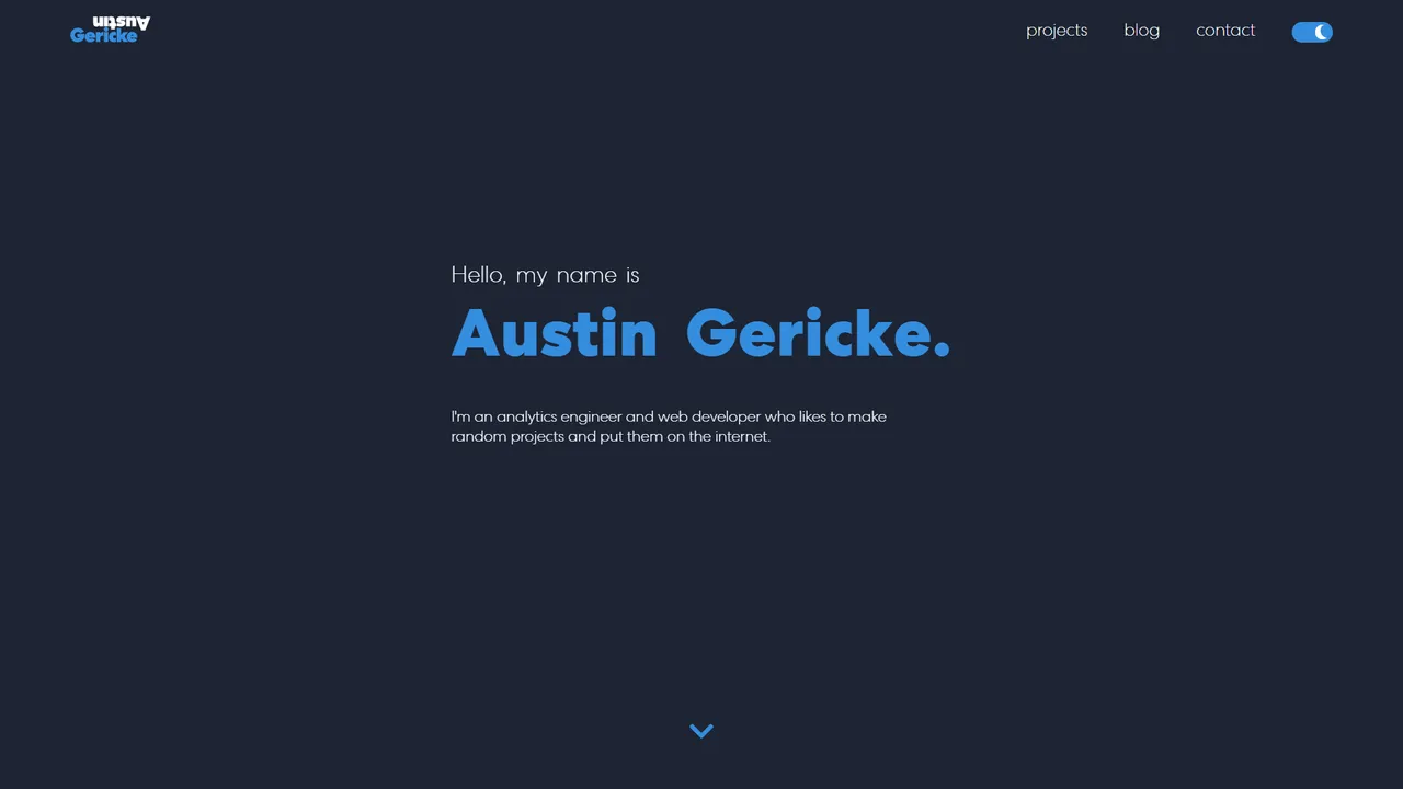 Austin Gericke's website screenshot