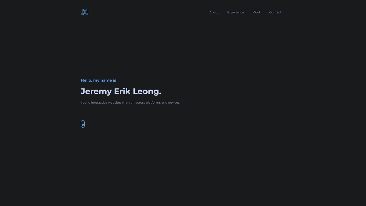 Jeremy Erik Leong's website screenshot