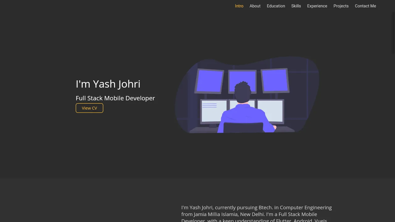 Yash Johri's website screenshot